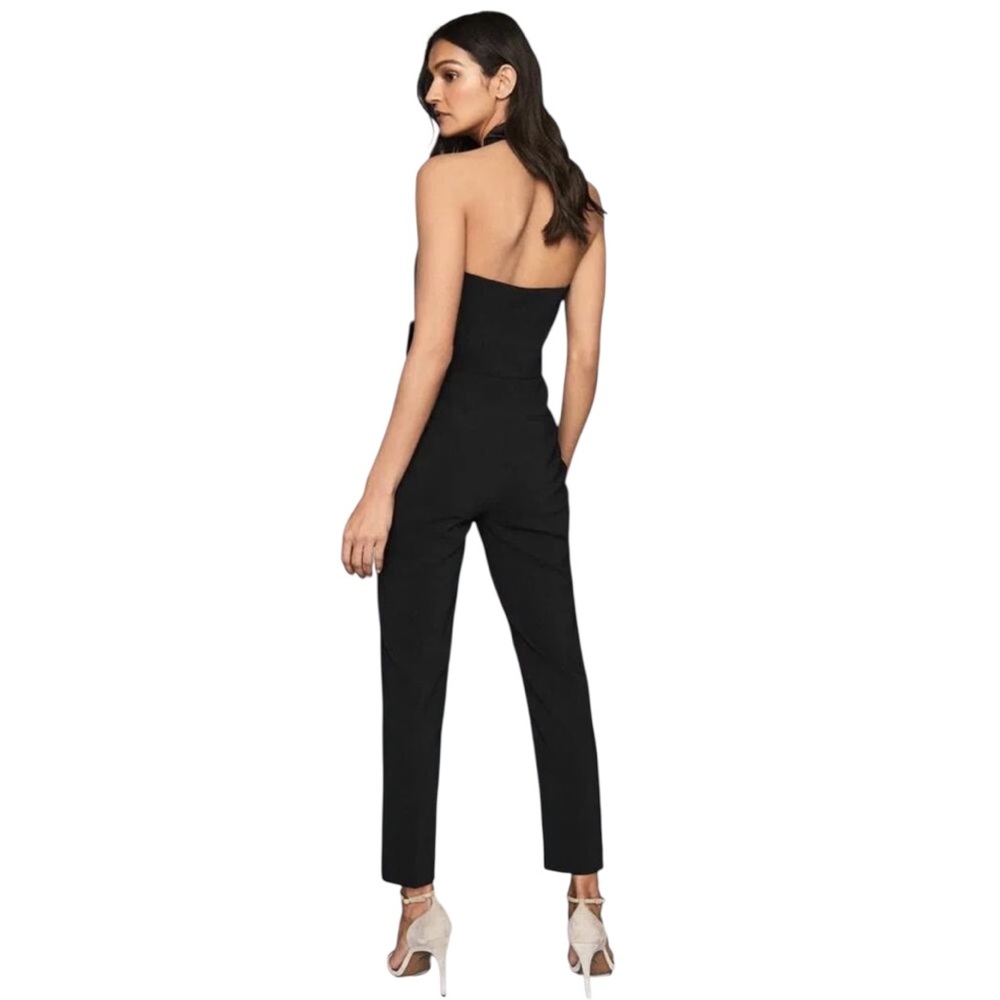 Reiss Tuxedo Halter Sleeveless Belted Jumpsuit in Black Sz 10 Holiday New Years - Picture 4 of 11